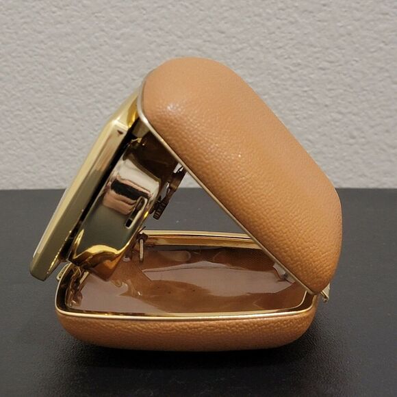 Vintage Linden Tan Clam Shell Leather Case Wind Up Travel Alarm Clock MCM Japan - Picture 4 of 12